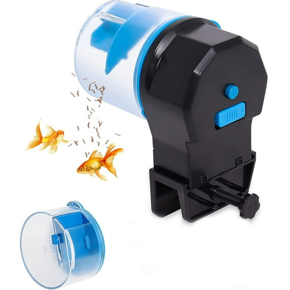 Automatic Fish Feeder, Automatic Aquarium Feeder Timer Fish Feeder Food Dispenser Feeding Machine Fish Food Vacation Feeder for Fish Tank-Blue