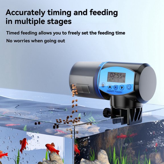 Automatic Fish Feeder Food Dispenser Digital Display Intelligent Timing Electric Fish Tool for Turtle