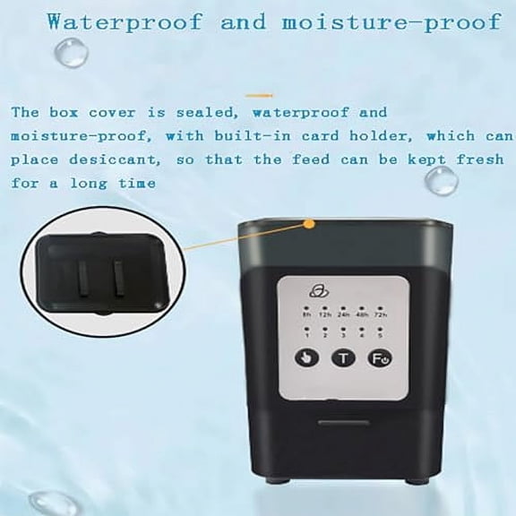 Automatic Fish Feeder, Outdoor Fish Food Dispenser with LCD Display Screen, Auto Feeding and Two Installation Methods, Moisture Proof and Won't Clog, Easily Add Food, for Small Tan