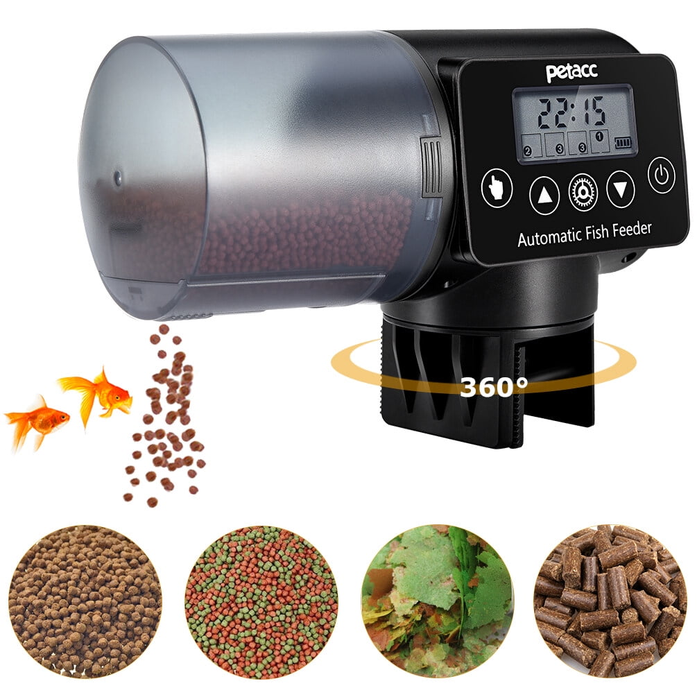 Automatic Fish Feeder with LED Screen, Rechargeable Timer Moisture