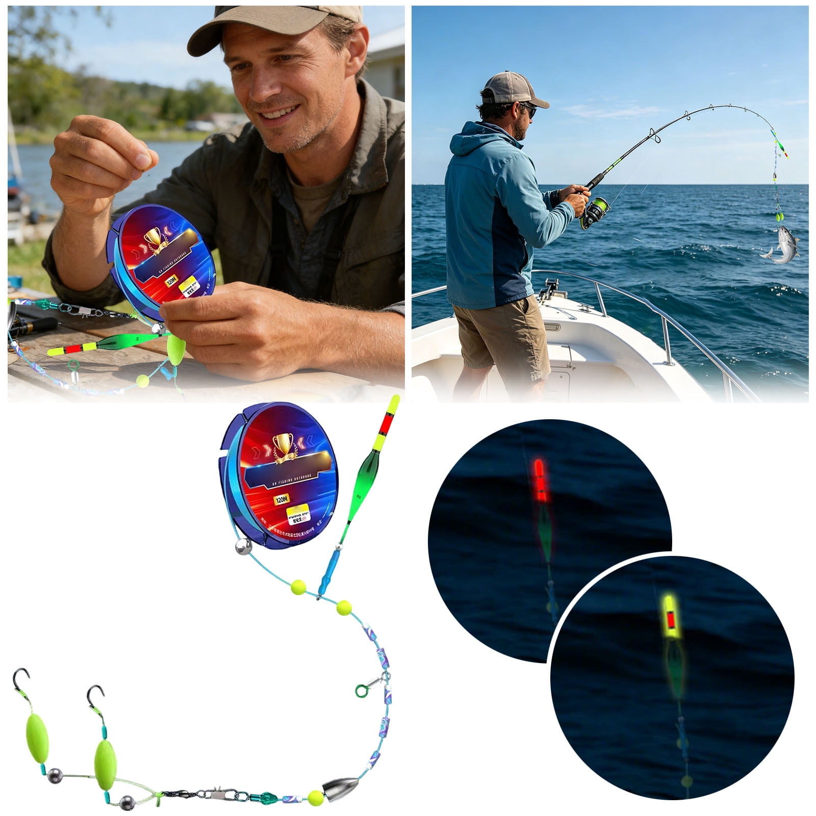 Automatic Fishing Float and Bottom Finding Line 120 Meter Tied Ready ...