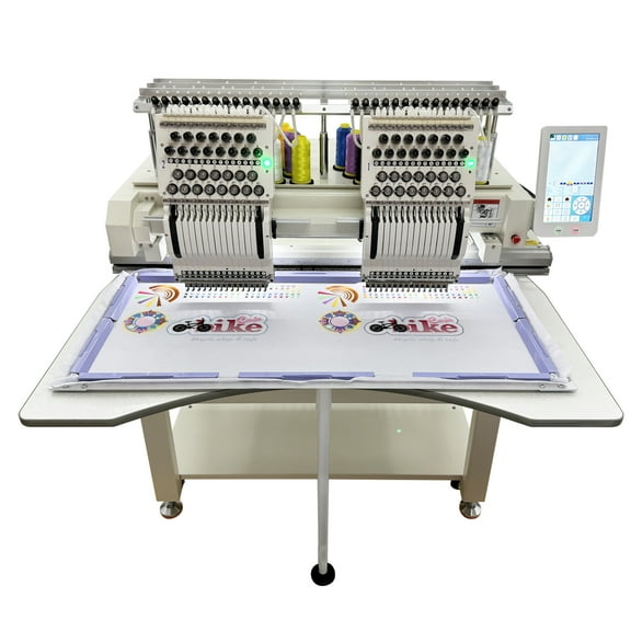 Automatic Flat & Hat Embroidery Machine 15 Needles 2 Heads 15.7"*19.6" Embroidery Area