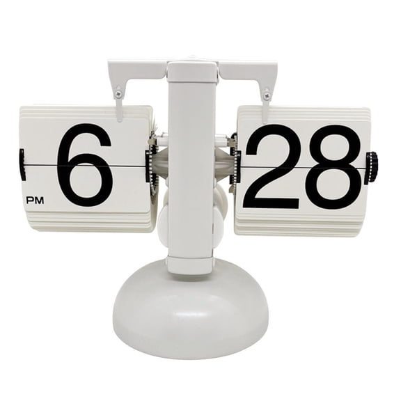 Automatic Digital Clock 24 Hours Table Stainless Steel Single Foot Turn Page for Home Bedroom Living Room Desktop Decoration