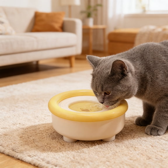 Automatic Floating Water Bowl for Cats and Dogs with Spill Proof Design, 1.5L No Splash Pet Water Dispenser, Keeps Beard and Chin Dry, Easy to Clean Plastic Dish for Small to Medium Pets