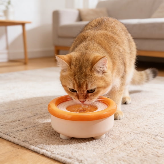 Automatic Floating Water Bowl for Pets, QQZ Gentle on Pet Beard Foolproof to Clean, Leak Proof Large Capacity 1500ml Pet Water Dispenser for Cats Dogs, Orange