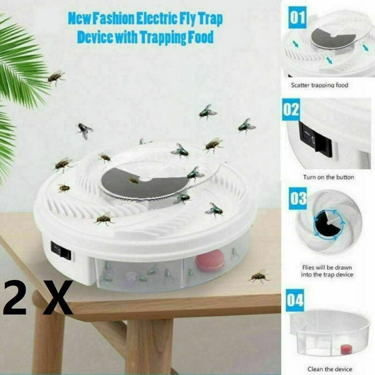 Automatic Flycatcher Rotating Electric Fly Trap Insect Catcher Fast Killer  Device 