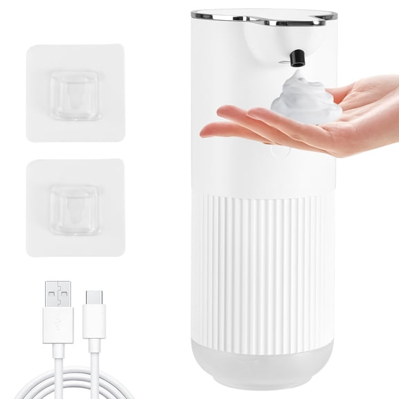Bigking Foam Soap Dispenser Automatic, 350ml Rechargeable Wall Mounted Shampoo Soap Dispenser with 4 Adjustable Levels, IPX5 Waterproof Touchless Soap Dispenser for Bathroom and Kitchen Dish