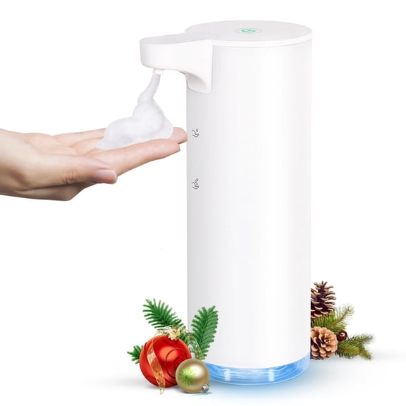 Automatic Foaming Soap Dispenser: Rechargeable Touchless Soap Dispenser Stainless Steel Foam Soap Dispenser for Bathroom Hand Soap Pump for Kitchen Xmas Gift, 9oz, White