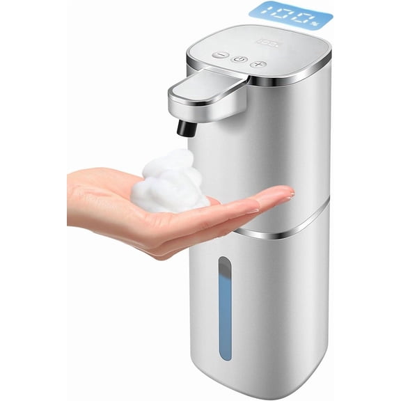 Automatic Foaming Soap Dispenser Touchless, Digital Display 9-Level Adjustable  Hand & Dish Soap Dispenser, USB Rechargeable, 13.5oz/400mL Wall Mounted for Bathroom, Kitchen, Hotel, Restaurant
