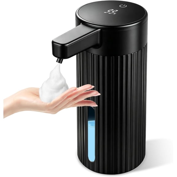 Automatic Foaming Soap Dispenser Touchless, USB Rechargeable Hand Soap Dispenser, 4-Level Adjustable, 14.2oz/420mL, IPX5, Compatible with Thick Thin Dish Soap for Bathroom Kitchen Accessories, Black