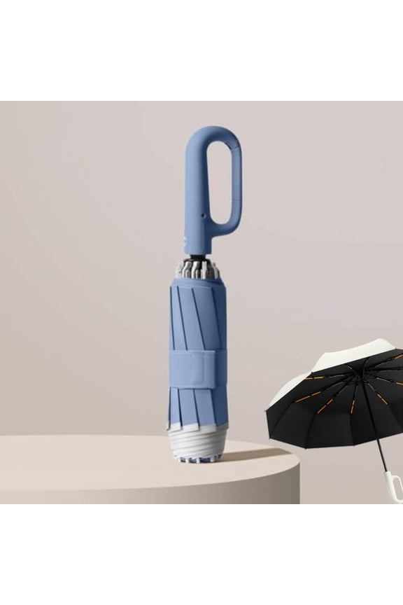 Automatic Folding Umbrella – 10 Rib Windproof Reverse Fold with Clip Handle, 116cm Large Canopy, UV Protection & Retroreflective for Commute Travel