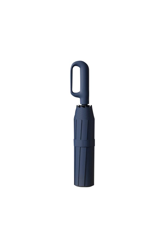 Automatic Folding Umbrella – Compact Travel Rain Umbrella with Carabiner Handle – Windproof, Waterproof & UPF 50+ Sun Protection – Thickened Large Canopy with One-Click Open/Close – Dark Blue