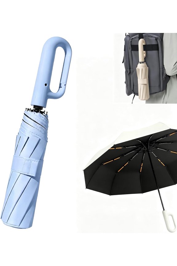 Automatic Folding Umbrella with Loop Buckle, Portable Creative Ring Buckle Umbrella, Compact Durable Sun-Protection UV Umbrellas, Windproof Reinforced & Waterproof Umbrellas for Men & Women