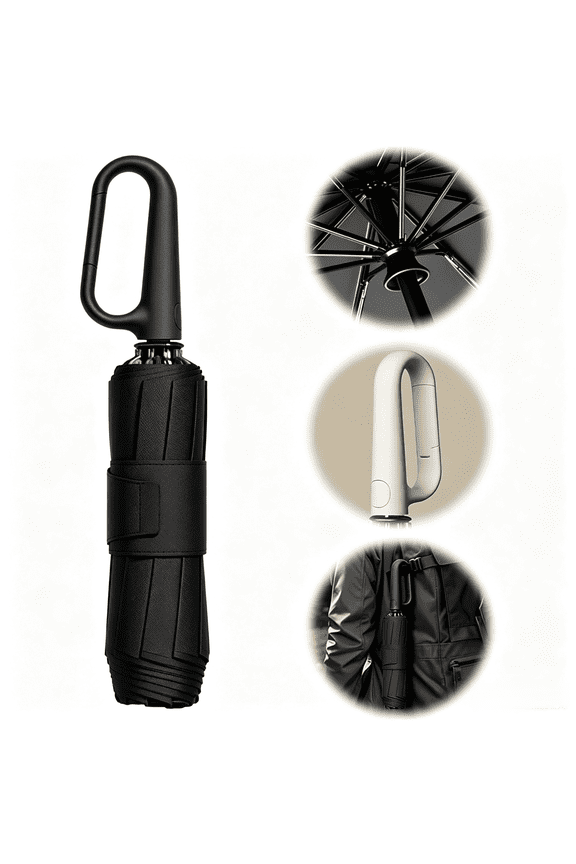 Automatic Folding Umbrella,Travel Folding Umbrella,Inverted Umbrella with Carabiner Handle,Compact Wind Proof Umbrellas For Rain and Sun Protection,Portable Reverse Folding Umbrella,24 Ribs