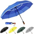 thumbnail image 1 of Automatic Folding Umbrella,Windproof Compact Umbrella with Two Reflective Stripes, Portable Travel Umbrella, UV Protection Sun Umbrella with Reinforced Frame For Rainy Sunny Days Night Time Use, 1 of 8