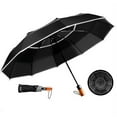 thumbnail image 1 of Automatic Folding Umbrella,Windproof Compact Umbrella with Two Reflective Stripes, Portable Travel Umbrella, UV Protection Sun Umbrella with Reinforced Frame For Rainy Sunny Days Night Time Use, 1 of 6