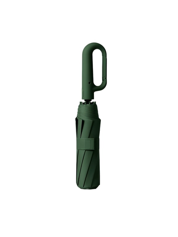 Automatic Folding Umbrella, Windproof Reverse Folding Umbrella with Reflective Safety Strip Carabiner Handle