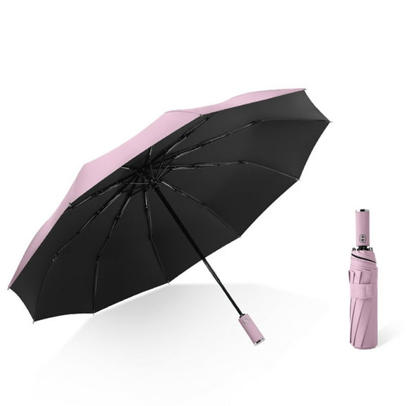 Automatic Folding Umbrella with 10 Ribs, Windproof Rotatable Reverse Design, UV Black , Travel Umbrella for Rain and Sun Protection