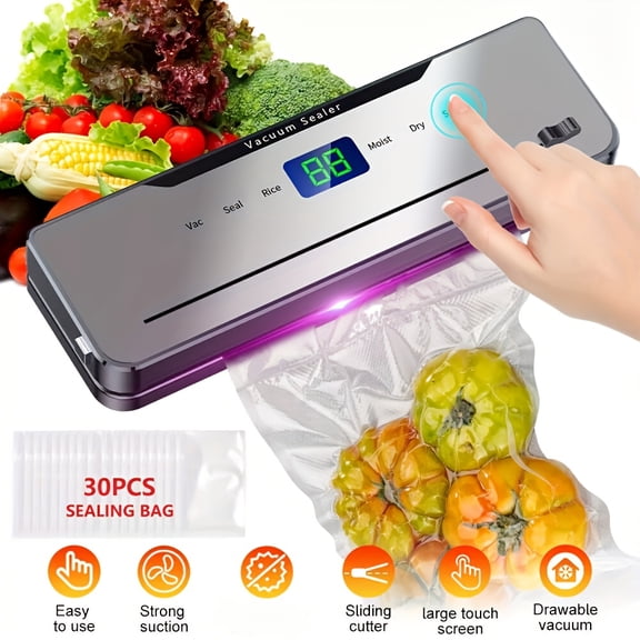 Automatic Food Vacuum Sealer | 6-in-1 Dry/Moist Modes, 30 Free Bags Included | Commercial Food Saver for Sous Vide & Storage