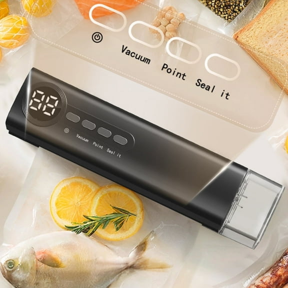 Automatic Food Vacuum Sealer Machine, wireless automatic sealing, with digital display screen, kitchen vacuum preservation pulp packaging,Ideal for Food Preservation(Black)