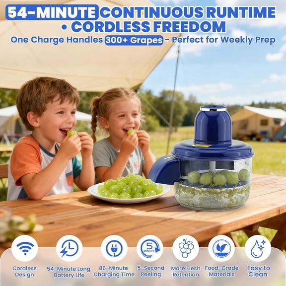 Automatic Fruit Peeler - Electric Grape Peeler for Green Grapes & Cherry Tomatoes, Compact Kitchen Tool for Home Chefs