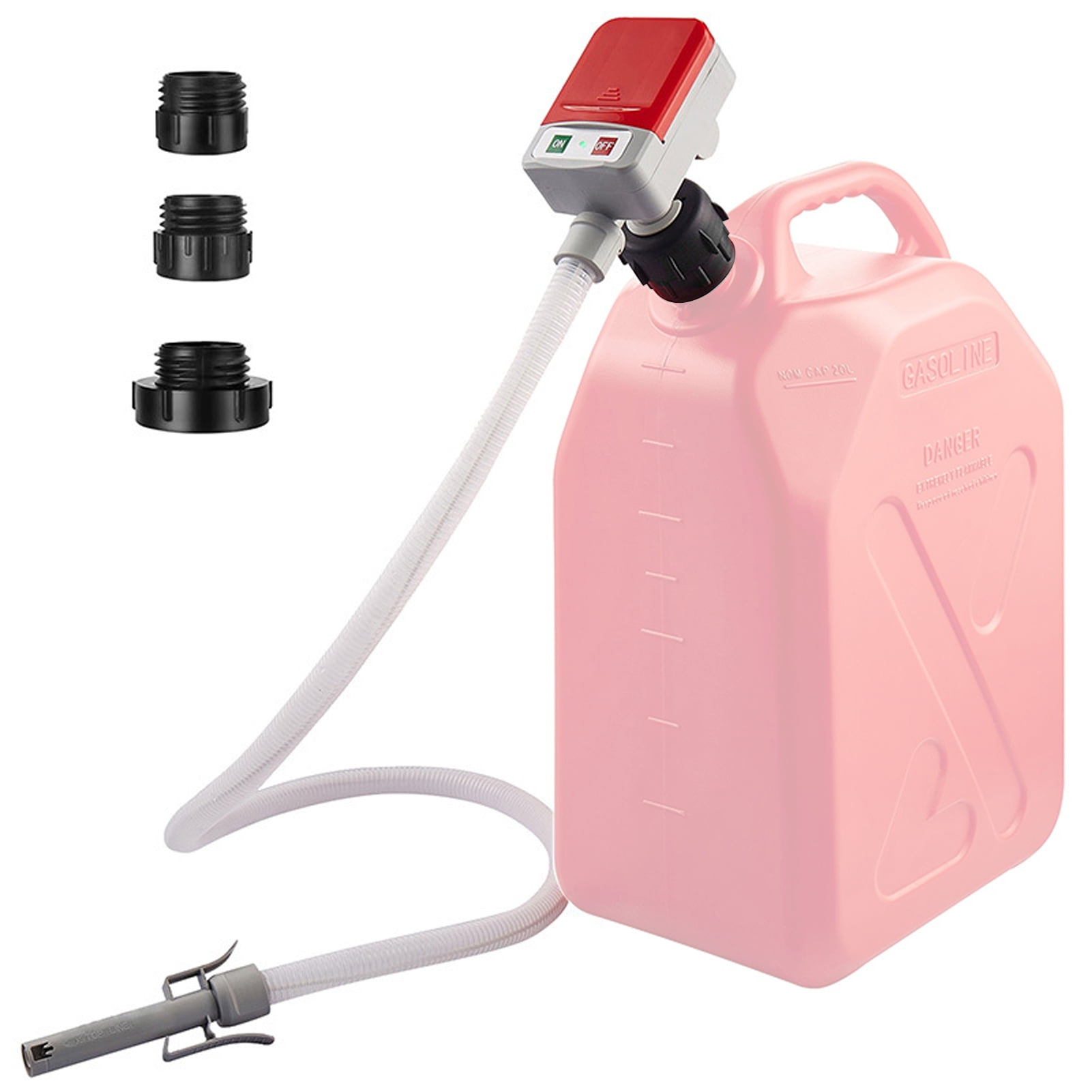Automatic Fuel Transfer Pump, Portable Battery Powered Liquid Transfer Pump with Auto-Stop Function, Flexible Hose, 3 Adapters for Water Gasoline Diesel