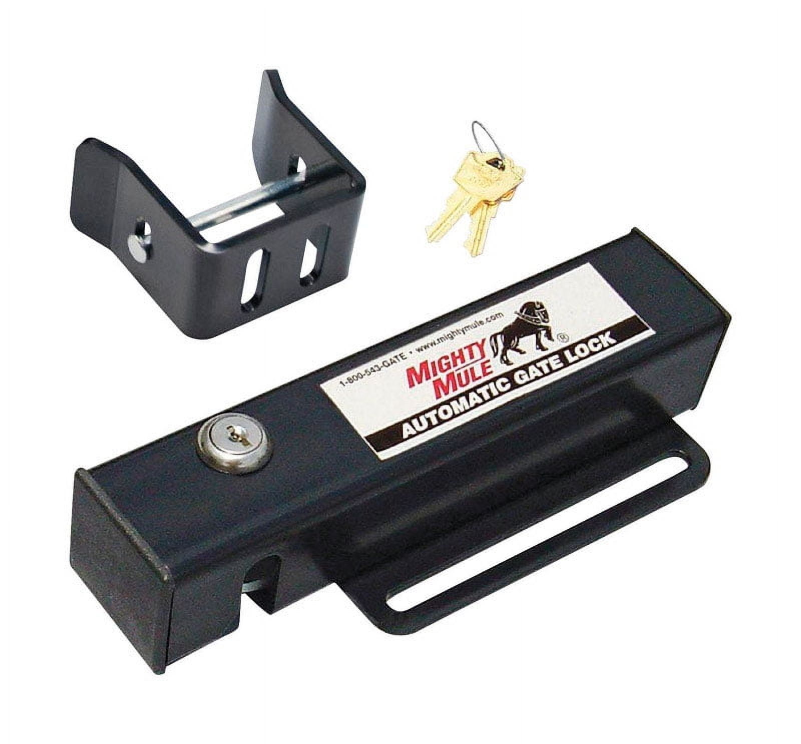 Mighty Mule Black Steel Automatic Gate Lock with Keys