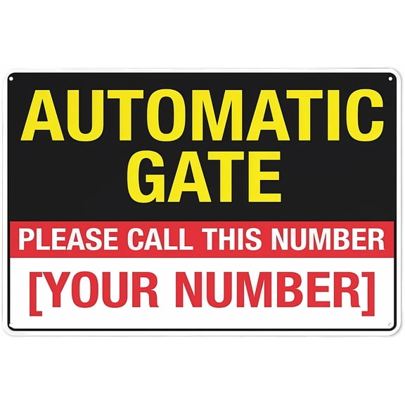 Automatic Gate Please Call This Number Safe Sign 8"x12" - Outdoor Sign for Home Business - Gate Call Number Sign