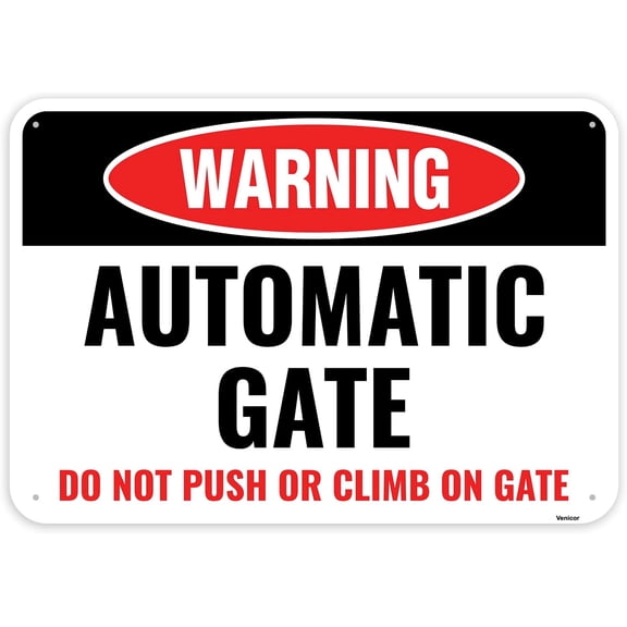 Automatic Gate Sign, 12 x 8 Inches - Aluminum - Moving Gate Warning Sign Metal/Without a frame