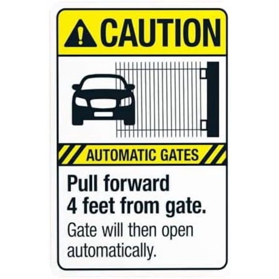 Automatic Gates Pull Forward 4 feet from Gate Gate Will Then Open Automatically Warning Sign, Gate Metal Signs for Business Home Street Wall Caution Custom Decor 8 x 12 Inch