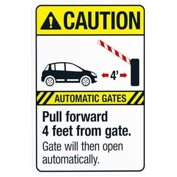 Automatic Gates Pull Forward 4ft from Gate Gate Will Then Open Automatically Warning Sign, Gate Security Metal Signs for Business Home Street Wall Safety Caution Custom Decor 8 x 12 Inch