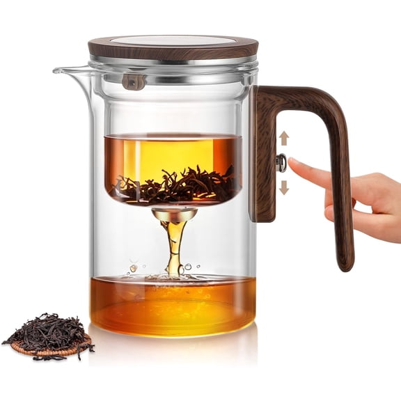 Automatic Glass Tea Infuser with Strainer – Magnetic Water Separation Teapot, 600ML / 20.3oz