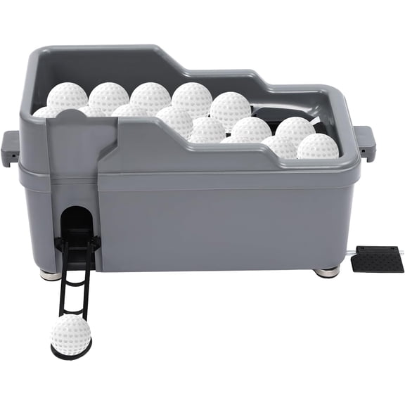 Automatic Golf Tee Machine with 9 Club Slots, Golf Ball Dispenser (Holds 100 Balls), No Electricity Needed Golf Training & Practice Pitching Aid with 3 Batting Stands