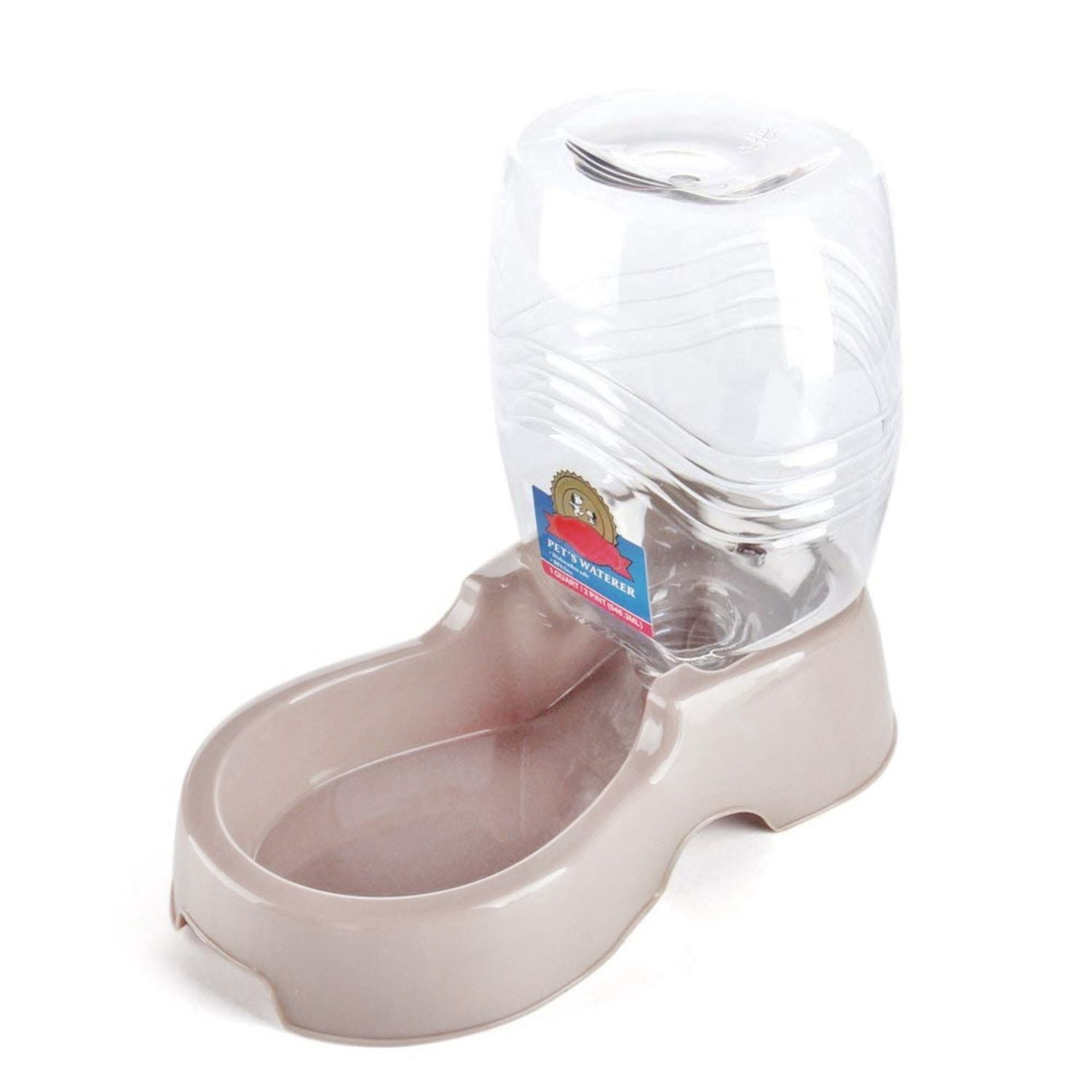 Automatic Gravity Pet Waterer for Cat & Dog - Non-Skid & Easy-Clean Auto Replenish Water Dispenser Drinking Bowl (3/8 Gallon / 1.5L), Beige