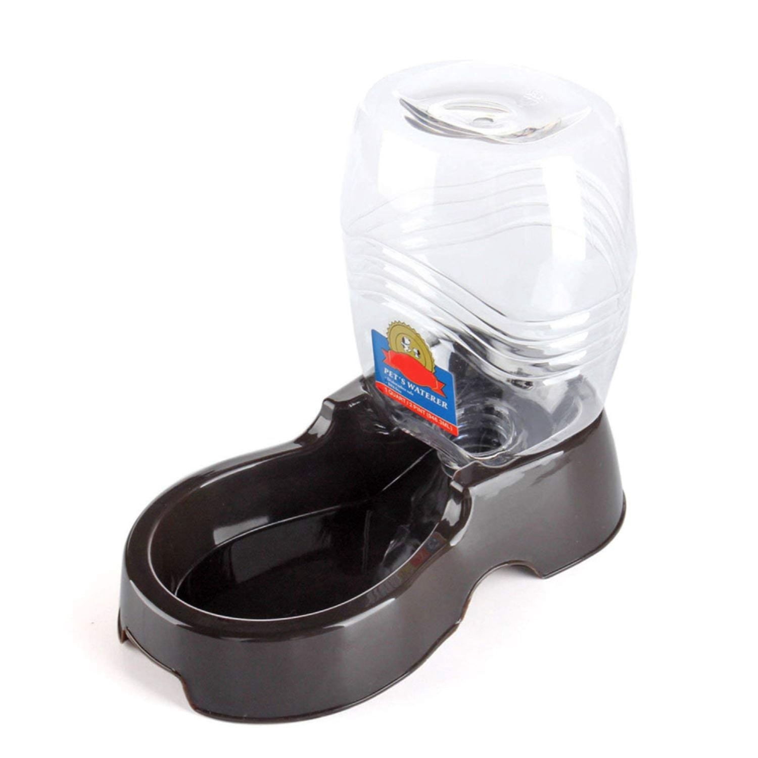 Automatic Gravity Pet Waterer for Cat & Dog - Non-Skid & Easy-Clean Auto Replenish Water Dispenser Drinking Bowl (3/8 Gallon / 1.5L), Black