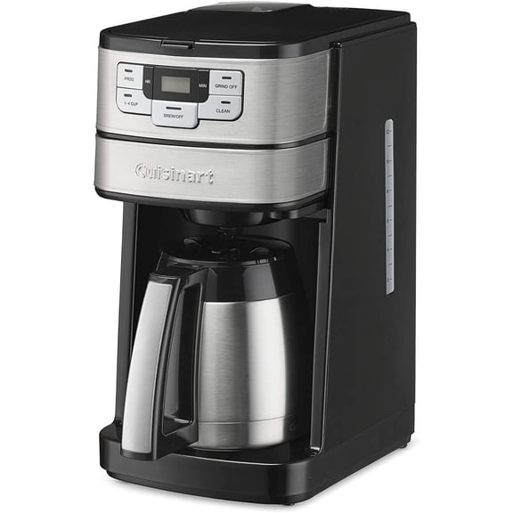 Automatic Grind & Brew 10-Cup Coffee Maker with Blade Grinder, Programmable Coffee Machine Glass Carafe with 1-4 Cup Setting, Brew Pause, Grind-Off Option, DGB-450NAS, Black/Stainless Steel
