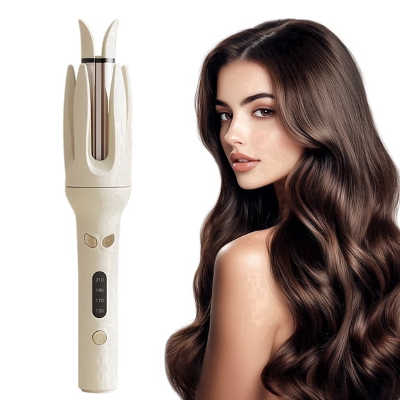 Automatic Hair Curler 1.10 inch Negative Ions Electric Ceramic Curling Hair Stick Rotating Curl Waves Anti-Tangle Automatic curling Iron Yellow