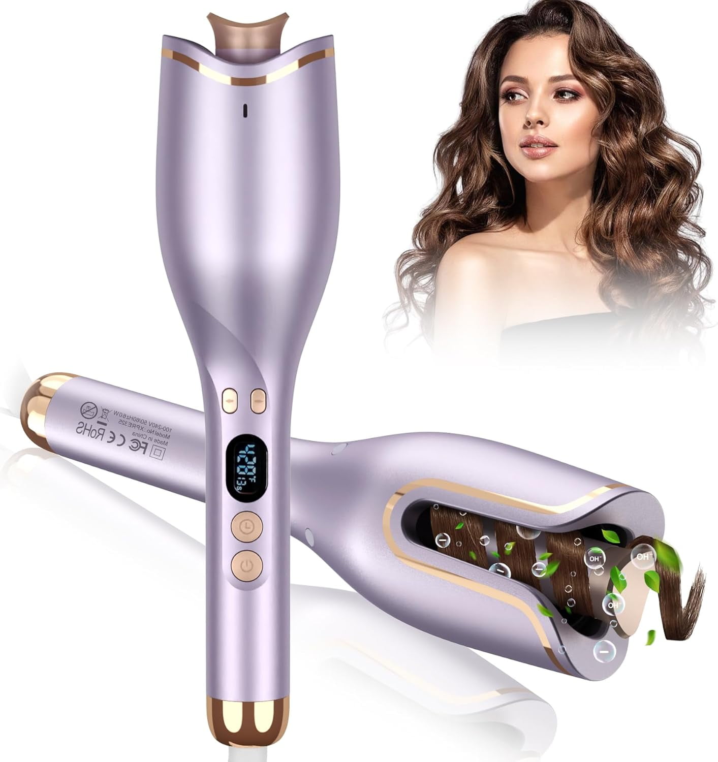 Automatic Hair Curler with Anti-Scald & Anti-Tangle Technology, 1" Rotating Ceramic Barrel with 4 Heat Settings, One-Touch Smart Curling Iron for Beginners