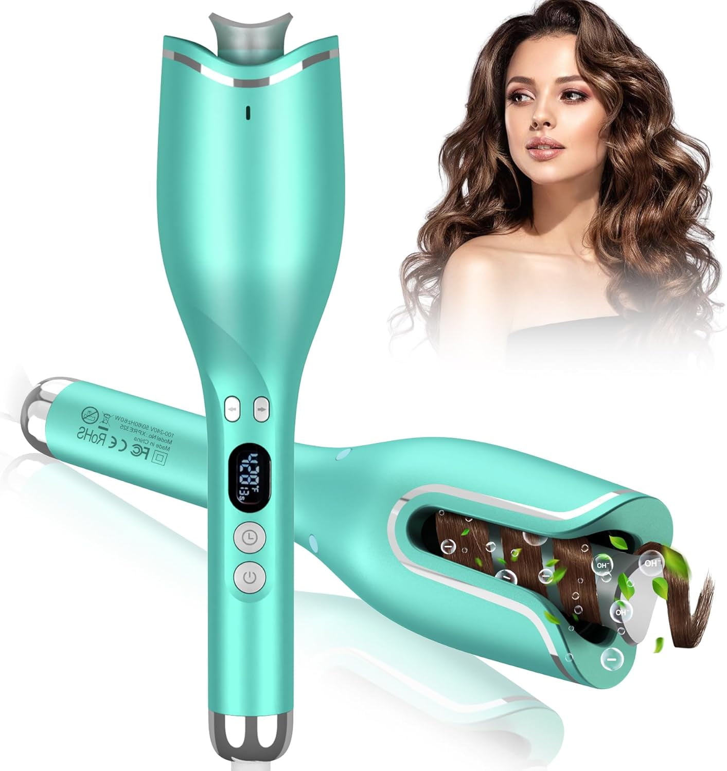 Automatic Hair Curler with Anti-Scald & Anti-Tangle Technology, 1" Rotating Ceramic Barrel with 4 Heat Settings, One-Touch Smart Curling Iron for Beginners