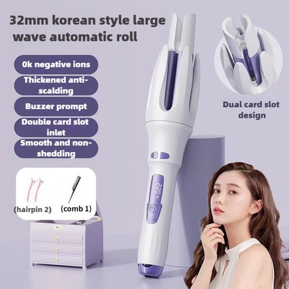 Automatic Hair Curler Automatic Curling Iron with 4 Temperatures,Dual Voltage Rotating Curling Iron Fast Heating