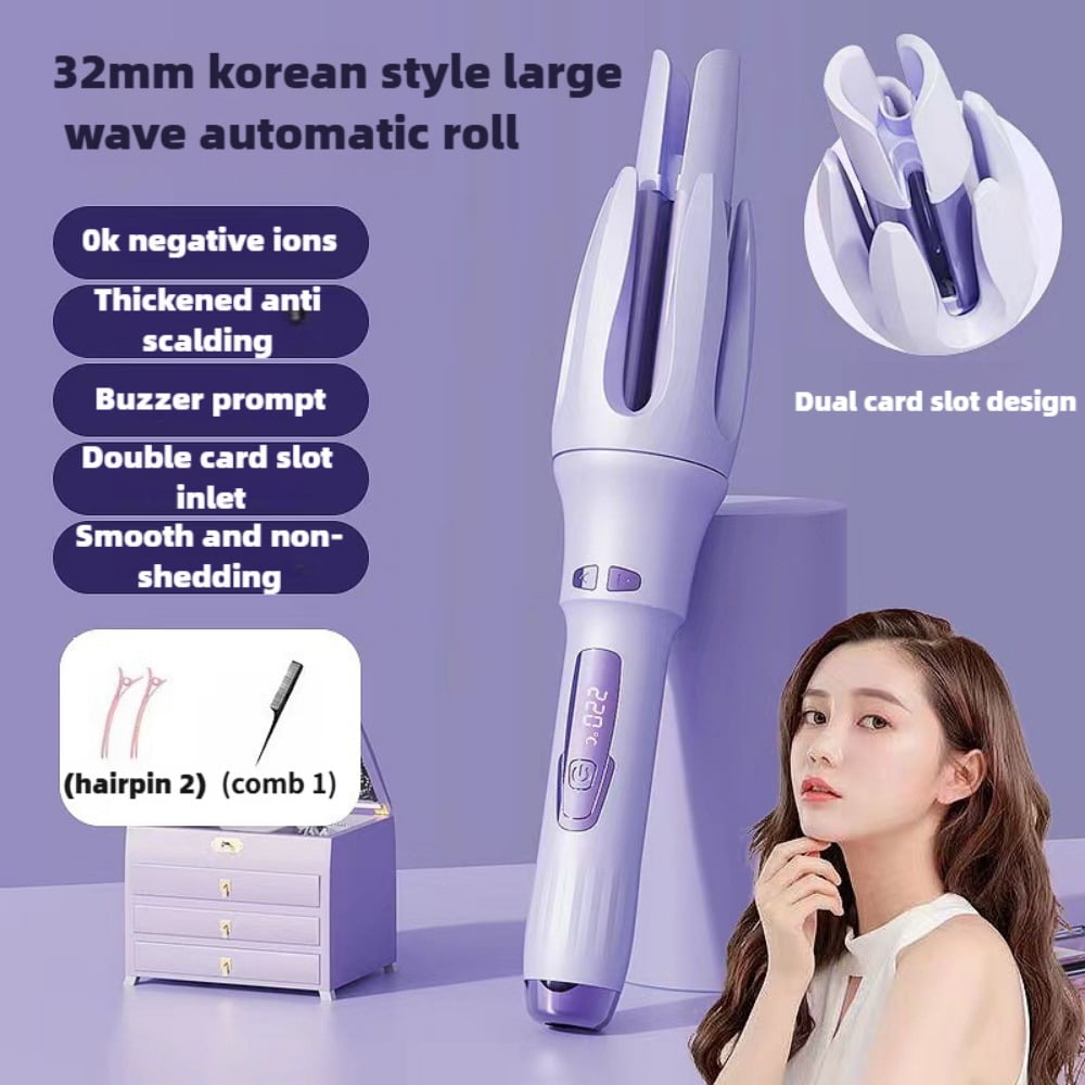 Automatic Hair Curler Automatic Curling Iron with 4 Temperatures,Dual Voltage Rotating Curling Iron Fast Heating