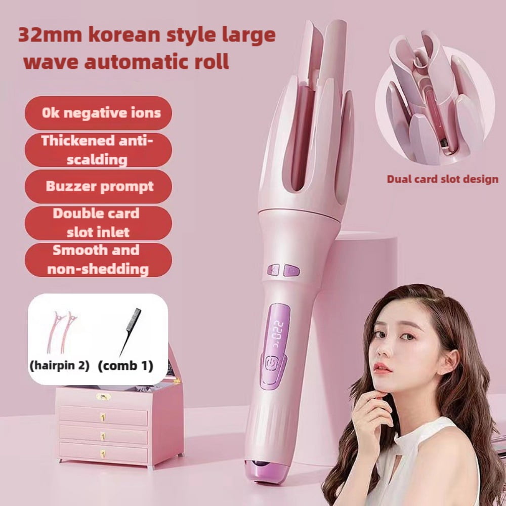 Automatic Hair Curler Automatic Curling Iron with 4 Temperatures,Dual Voltage Rotating Curling Iron Fast Heating