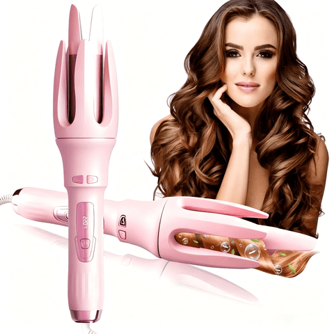 Auto Hair Curler, Automatic Curling Iron with 4 Temperature Settings, 30s Fast Heat, Anti-Tangle & Anti-Scald, 60min Auto Shut-Off, Portable, Easy-to-Use, pink