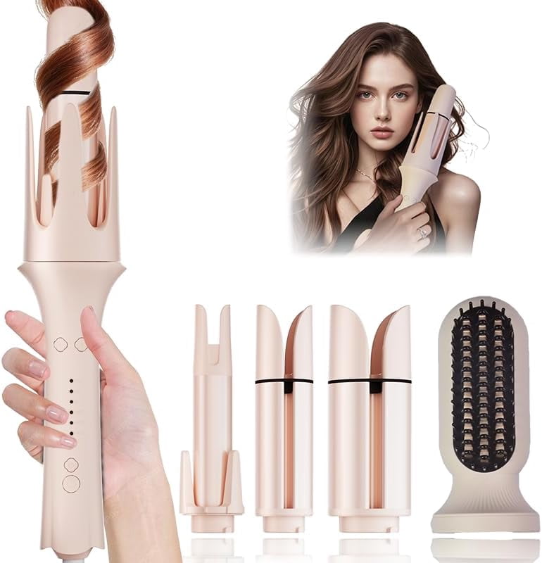 Automatic Hair Curler with 4 Temperature Settings, Auto-Rotating Ceramic Curling Iron with Anti-Tangle & Anti-Scald Design
