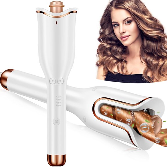 Automatic Hair Curler with 4 Temperature Settings, Auto-Rotating Ceramic Curling Iron with Anti-Tangle & Anti-Scald Design