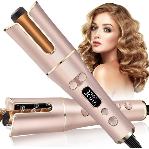 Automatic Hair Curler with 5 Temperature & 3 Timer Settings, Auto-Rotating Ceramic Curling Iron with LCD Display, Anti-Tangle & Anti-Scald Design