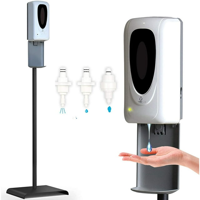 Automatic Hand Sanitizer Dispenser 1000Ml With Stand And 3 Nozzles Touchless Sanitizing Station Kit Refillable Bottle And Drip Catcher For Office School Restaurants And Churches