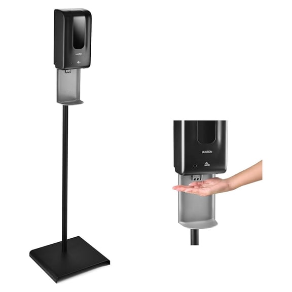 Automatic Hand Sanitizer Dispenser Floor Stand - Touchless Auto Sensor, 1200ml Refillable Bottle - Steel Station with Drip Tray - Portable Hand Soap Dispenser for Home, Office, School