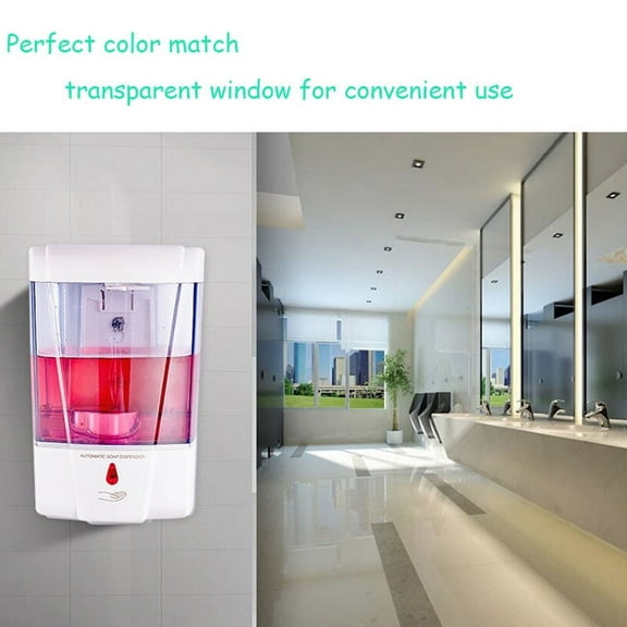 Automatic Hand Sanitizer Dispenser Wall Mounted, Simple Human Touchless Foam Soap Dispenser for Kids 700ml Liquid, Refillable Sensor Pump Hand Gel Dispensador for Bathroom and Kitchen, White
