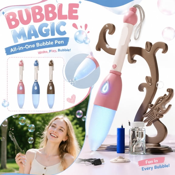 Automatic Handheld Bubble Blower Wand Traditional Brush Style Portable Continuous Stream Machine for Outdoor Festivals Party Favors Celebration Atmosphere Maker, 1Pcs Blue